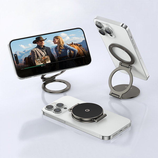 Автотримач для телефона HOCO H102 Whale magnetic ring holder(multi-scene) Metal Grey (6942007674478)