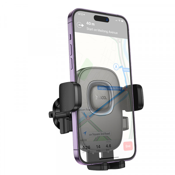 Автотримач для телефона HOCO H75 Crown one-button car holder(air outlet) Black Metal Gray (6942007646901)