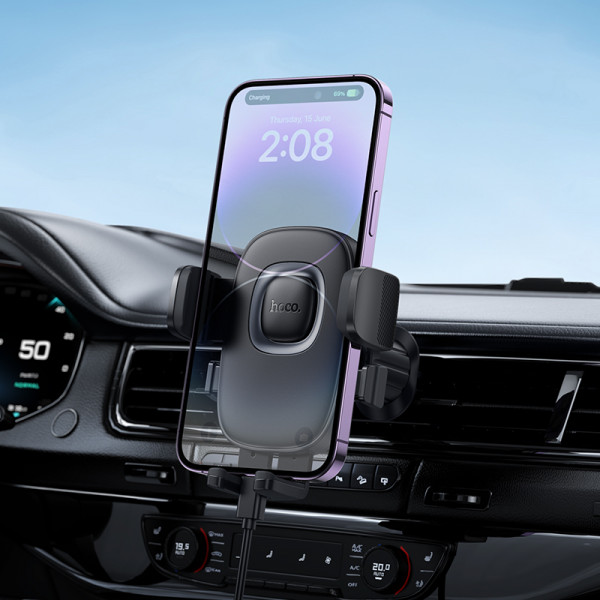 Автотримач для телефона HOCO H75 Crown one-button car holder(air outlet) Black Metal Gray (6942007646901)