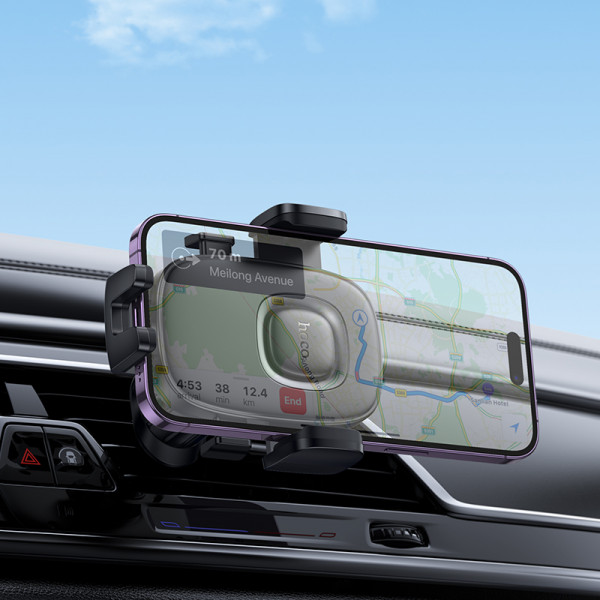 Автотримач для телефона HOCO H75 Crown one-button car holder(air outlet) Black Metal Gray (6942007646901)
