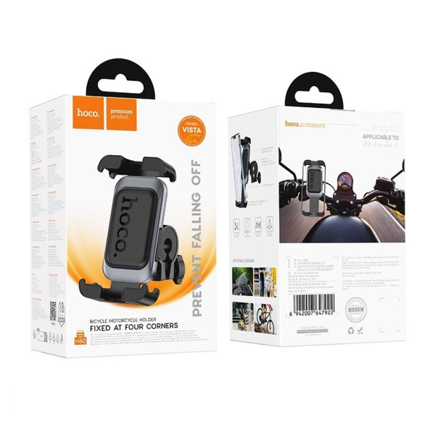 Автотримач для телефона HOCO H82 Vista bicycle Motorcycle Universal holder Black Metal Gray