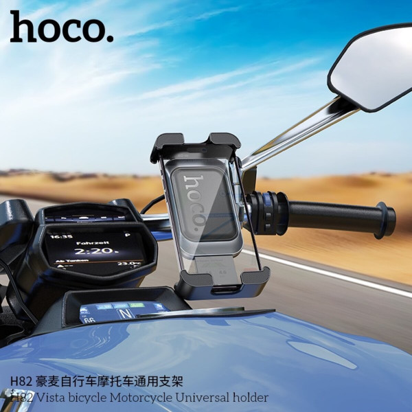 Автотримач для телефона HOCO H82 Vista bicycle Motorcycle Universal holder Black Metal Gray