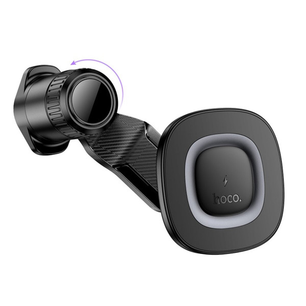 Автотримач для телефона HOCO HW30 Crown magnetic wireless charging car holder (air outlet) Black Metal Gray