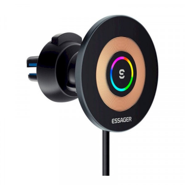Автотримач для телефона з БЗП Essager Arpege 15W Magnetic Wirless Car Charger with Phone Holder Function (Standard Version) Black