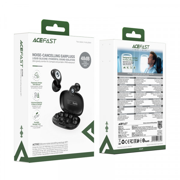 Беруші ACEFAST WP1 Silicone noise-cancelling earplugs Black (6974316286608)