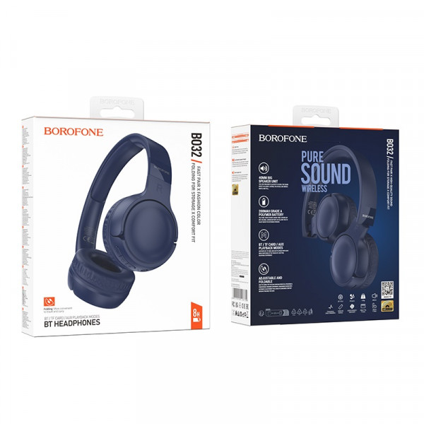 Бездротові навушники BOROFONE BO32 Show BT headphones Blue