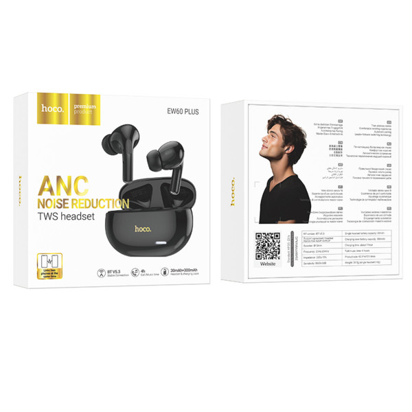 Бездротові навушники HOCO EW60 Plus Norman true wireless ANC BT headset Black