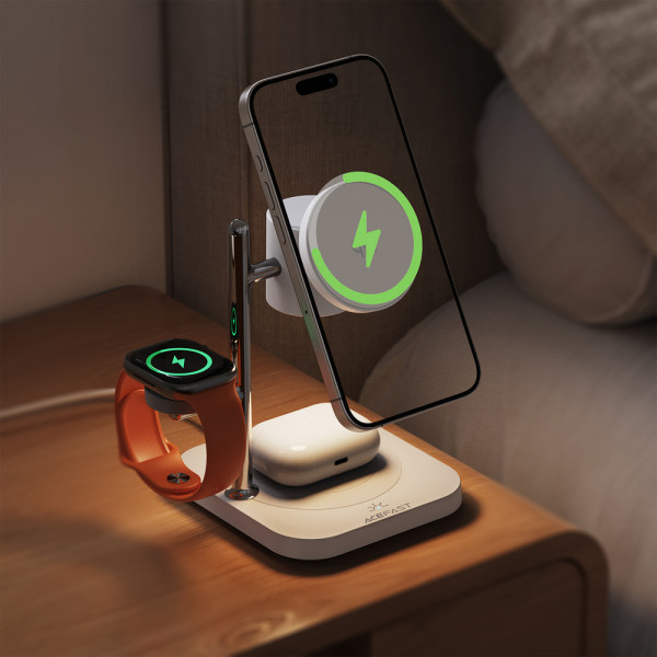 Бездротовий зарядний пристрій ACEFAST E39 desktop 4-in-1 wireless charging holder White (6974316286110)