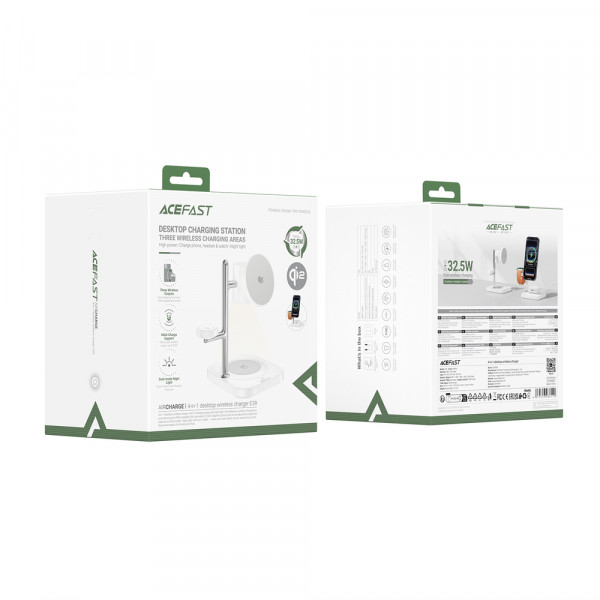 Бездротовий зарядний пристрій ACEFAST E39 desktop 4-in-1 wireless charging holder White (6974316286110)
