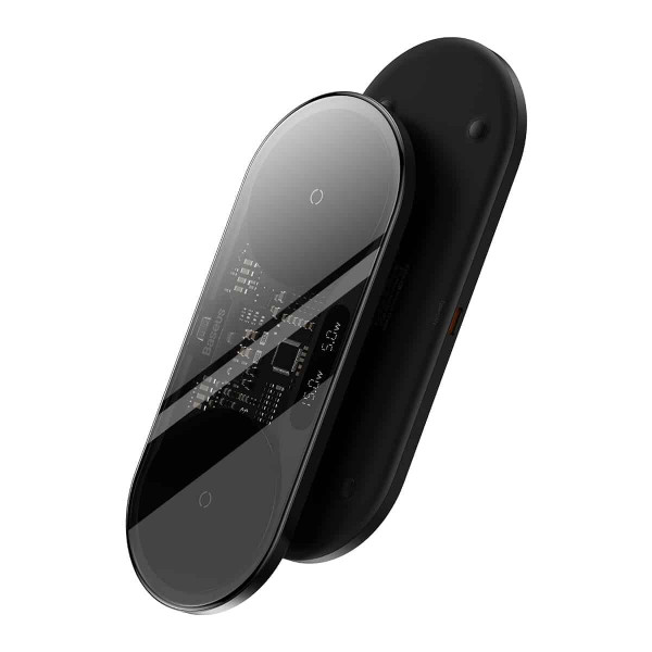 Бездротовий зарядний пристрій Baseus Digital LED Display 2in1 Wireless Charger 20W Чорний Universal version