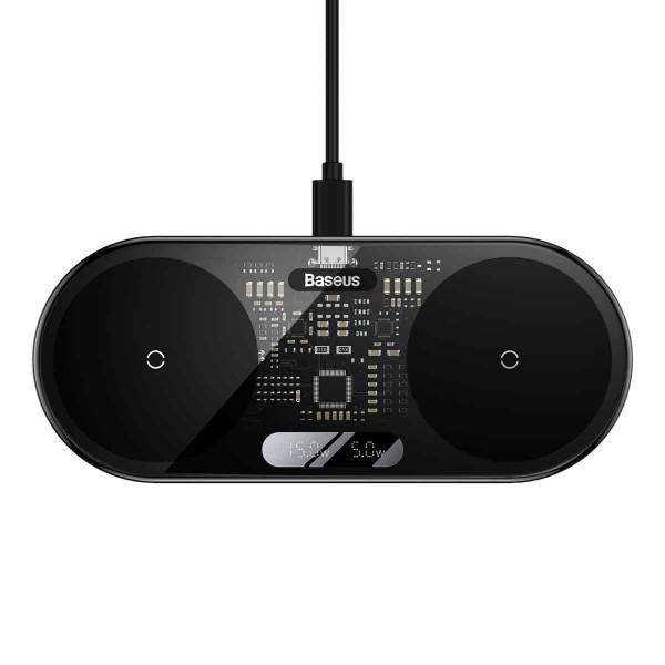 Бездротовий зарядний пристрій Baseus Digital LED Display 2in1 Wireless Charger 20W Чорний Universal version