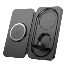 Бездротовий зарядний пристрій HOCO CQ13 Triumph 3-in-1 travel folding wireless fast charger Чорний