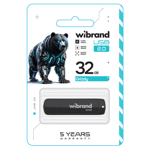 Флеш-накопичувач Wibrand USB 2.0 Grizzly 32Gb Black
