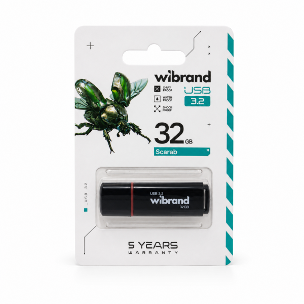 Флеш-накопичувач Wibrand USB 3.2 Gen1 Scarab 32GB Black (WI3.2/SC32P11B)