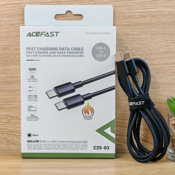 Кабель ACEFAST C25-03 USB-C to USB-C silicone charging data cable Black (6974316287063)