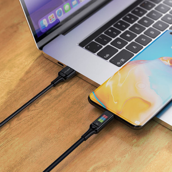 Кабель ACEFAST C7-04 USB to Type-C 3A, 1.2m, nylon, zinc connectors, LED, Чорний