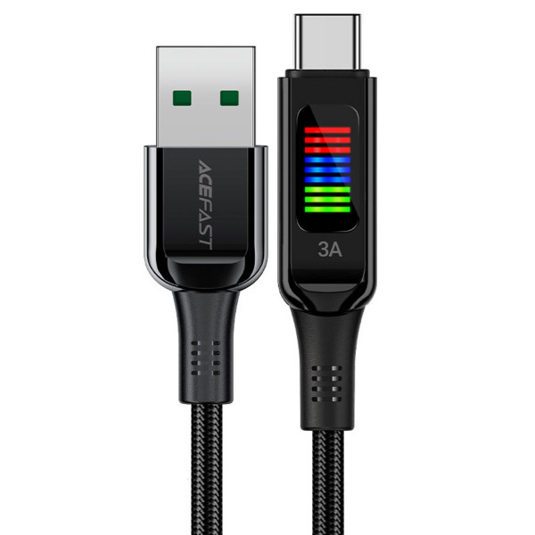 Кабель ACEFAST C7-04 USB to Type-C 3A, 1.2m, nylon, zinc connectors, LED, Чорний