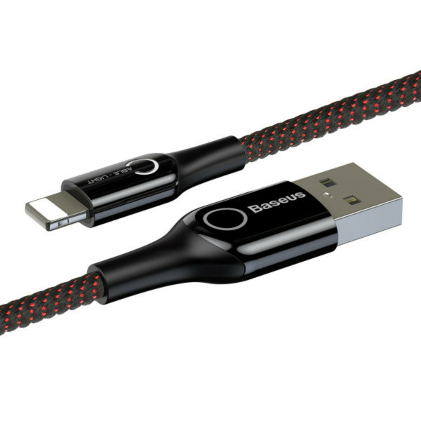 Кабель Baseus C-shaped Light Intelligent Power-off Cable 2.4A 1m Black