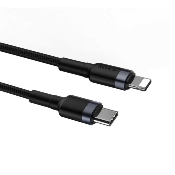 Кабель Baseus Cafule Cable Type-C to iP PD 18W 1m Gray+Black