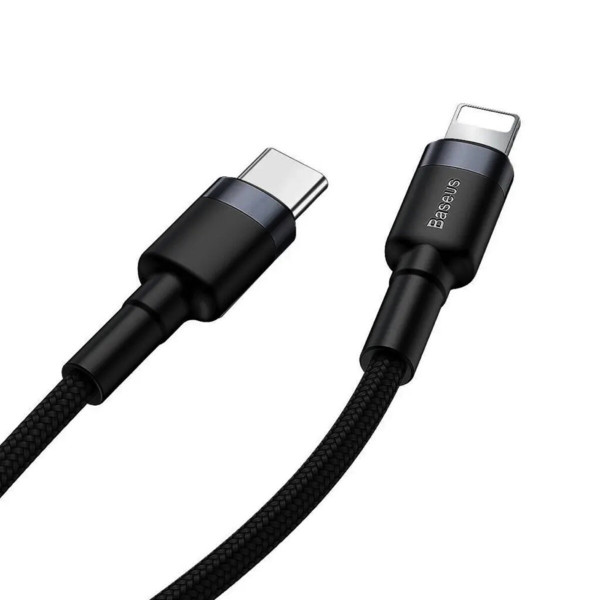 Кабель Baseus Cafule Cable Type-C to iP PD 18W 1m Gray+Black