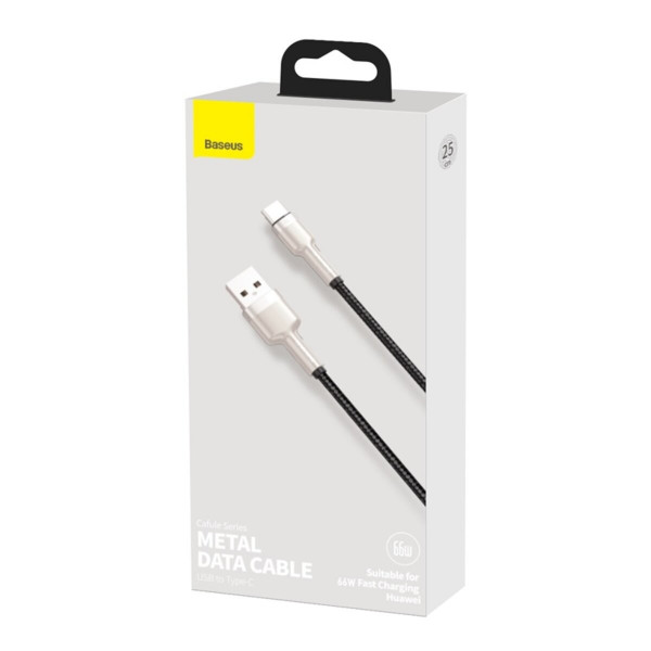 Кабель Baseus Cafule Series Metal Data Cable USB to Type-C 66W 0.25m Black