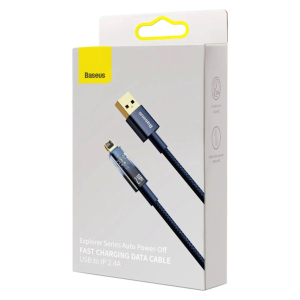 Кабель Baseus Explorer Series Auto Power-Off Fast Charging Data Cable USB to IP 2.4A 1m Блакитний