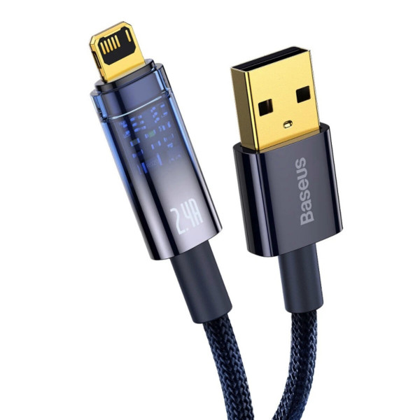 Кабель Baseus Explorer Series Auto Power-Off Fast Charging Data Cable USB to IP 2.4A 1m Блакитний