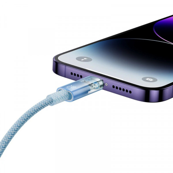 Кабель Baseus Explorer Series Fast Charging Cable with Smart Temperature Control USB to iP 2.4A 1m Блакитний