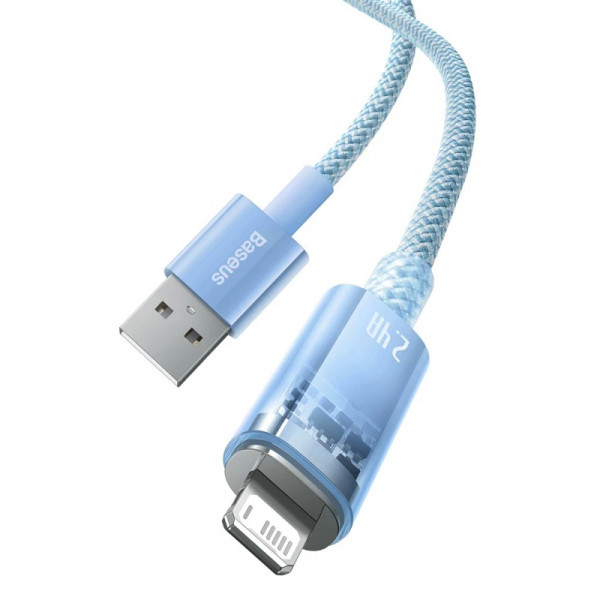 Кабель Baseus Explorer Series Fast Charging Cable with Smart Temperature Control USB to iP 2.4A 1m Блакитний