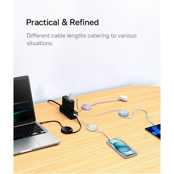 Кабель Baseus Free2Draw Mini Retractable Charging Cable Type-C to Type-C 100W 1m Galaxy Блакитний