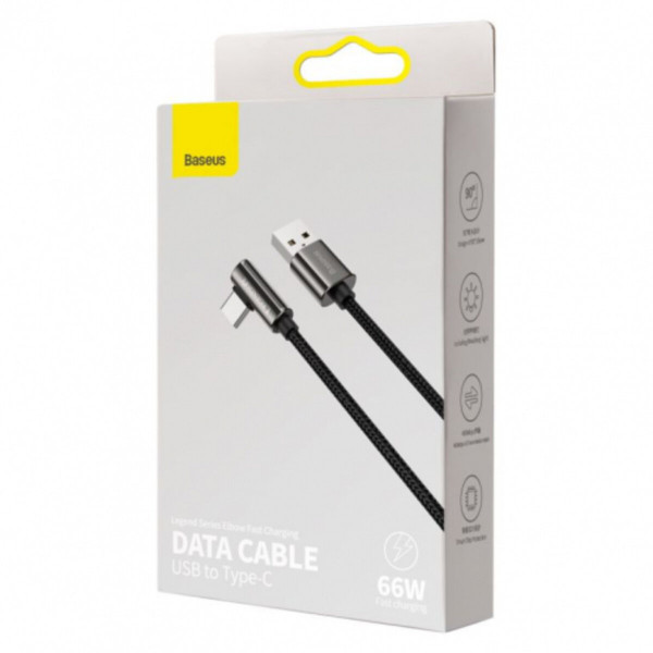 Кабель Baseus Legend Series Elbow Fast Charging Data Cable USB to Type-C 66W 1m Black