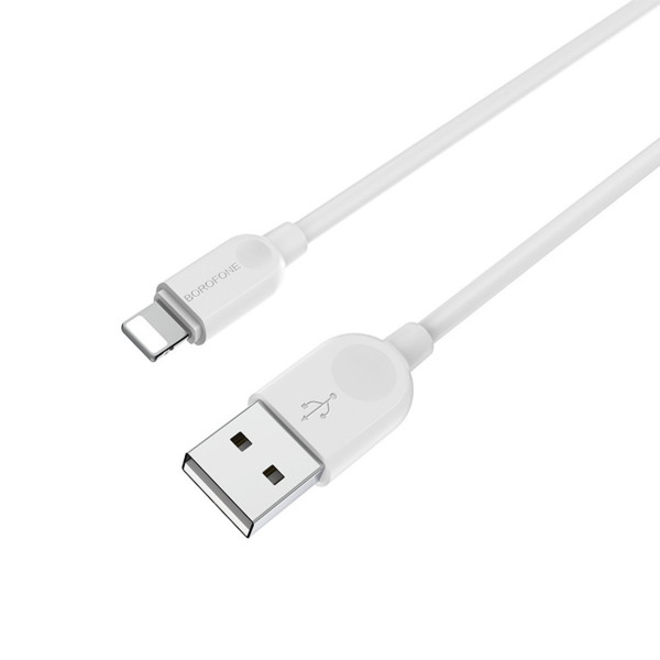 Кабель BOROFONE BX14 USB to iP 2.4A, 2m, PVC, TPE connectors, Білий
