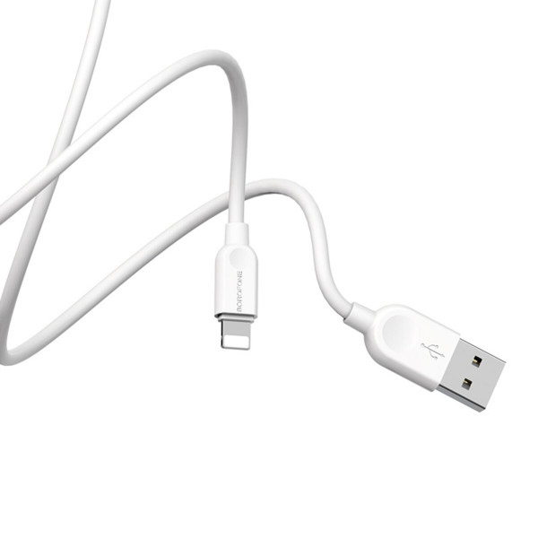 Кабель BOROFONE BX14 USB to iP 2.4A, 2m, PVC, TPE connectors, Білий