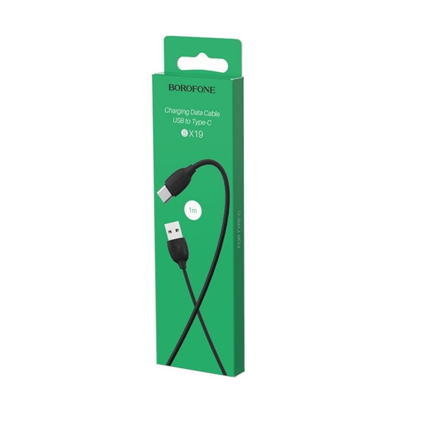 Кабель BOROFONE BX19 USB to Type-C 3A, 1m, PVC, TPE connectors, Чорний