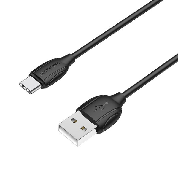 Кабель BOROFONE BX19 USB to Type-C 3A, 1m, PVC, TPE connectors, Чорний