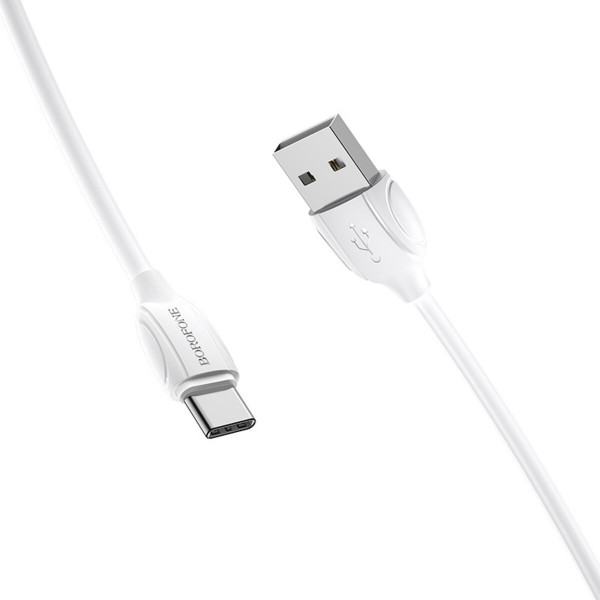 Кабель BOROFONE BX19 USB to Type-C 3A, 1m, PVC, TPE connectors, Білий