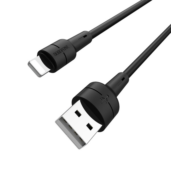 Кабель BOROFONE BX30 USB to iP 2.4A, 1m, silicone, TPE connectors, Чорний