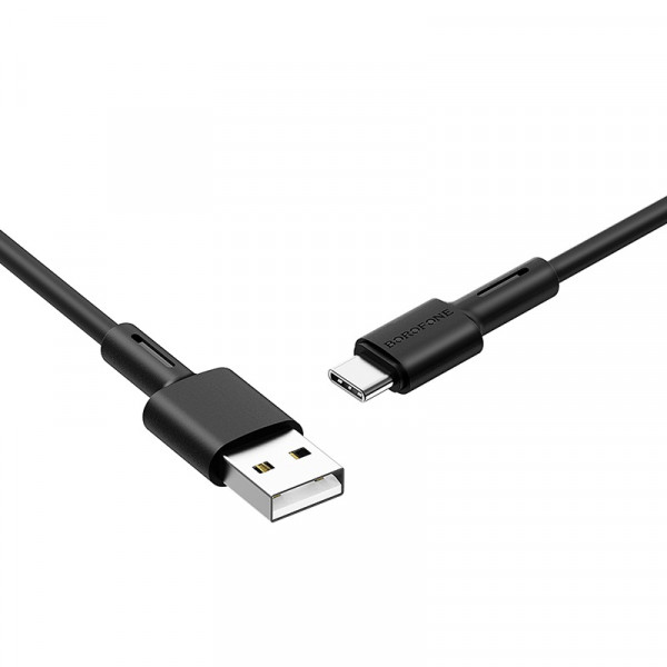 Кабель BOROFONE BX31 USB to Type-C 3A, 1m, silicone, TPE connectors, Чорний