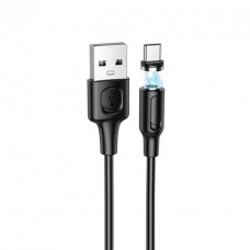 Кабель BOROFONE BX41 USB to Type-C 2.4A, 1m, PVC, PVC connectors, magnetic, Black (6931474738462)