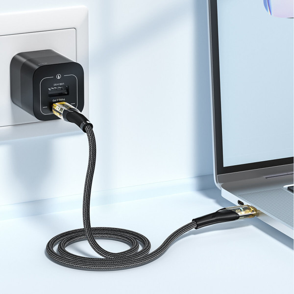 Кабель Essager Interstellar Transparent Design USB Charging Cable Type C to Type C 100W 2m чорний (EXCTT1-XJA01-P)