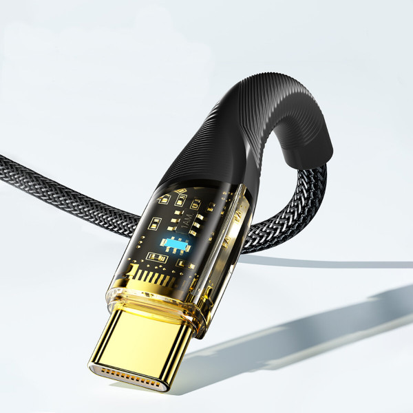 Кабель Essager Interstellar Transparent Design USB Charging Cable Type C to Type C 100W 2m чорний (EXCTT1-XJA01-P)
