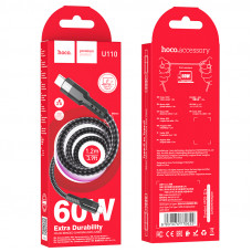 Кабель HOCO U110 Type-C to Type-C 60W charging data cable Black