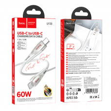 Кабель HOCO U133 Monte 60W charging data cable Type-C to Type-C gray (6942007618328)