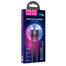 Кабель HOCO X14 Type-C to iP 3A, 20W, 1m, nylon, aluminum connectors, Black (6931474752192)