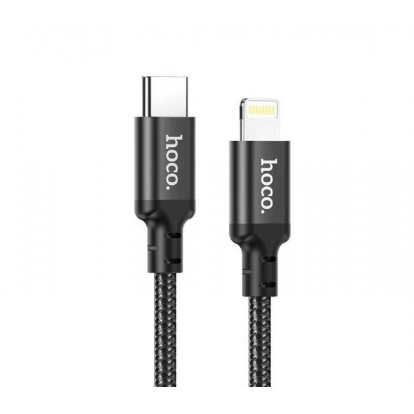 Кабель HOCO X14 Type-C to iP 3A, 20W, 1m, nylon, aluminum connectors, Black (6931474752192)