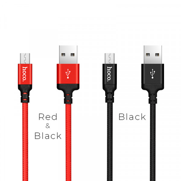 Кабель HOCO X14 USB to Micro 2A, 2m, nylon, aluminum connectors, Black (6957531062905)
