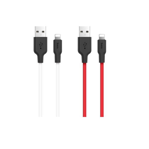 Кабель HOCO X21 USB to iP 2A, 1m, silicone, TPE connectors, Чорний+Білий
