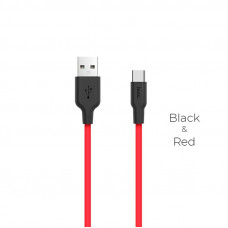 Кабель HOCO X21 USB to Type-C 2A, 1m, silicone, TPE connectors, Чорний+Червоний