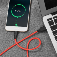 Кабель HOCO X21 USB to Type-C 2A, 1m, silicone, TPE connectors, Чорний+Червоний