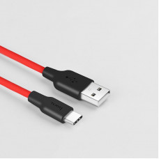 Кабель HOCO X21 USB to Type-C 2A, 1m, silicone, TPE connectors, Чорний+Червоний